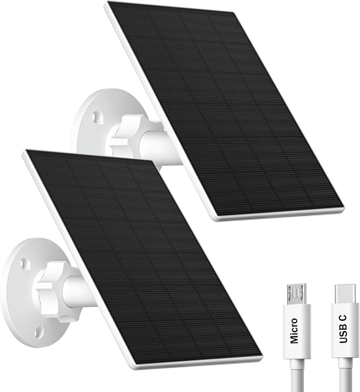 VUEBEE Panel solar de 2 W para cámaras de seguridad, USB-C\/Micro U...