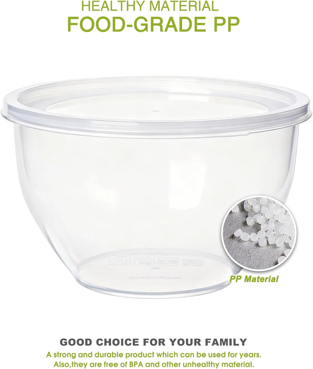 Greentainer Juego de 5 tazones de plástico con tapas para cocina, j...