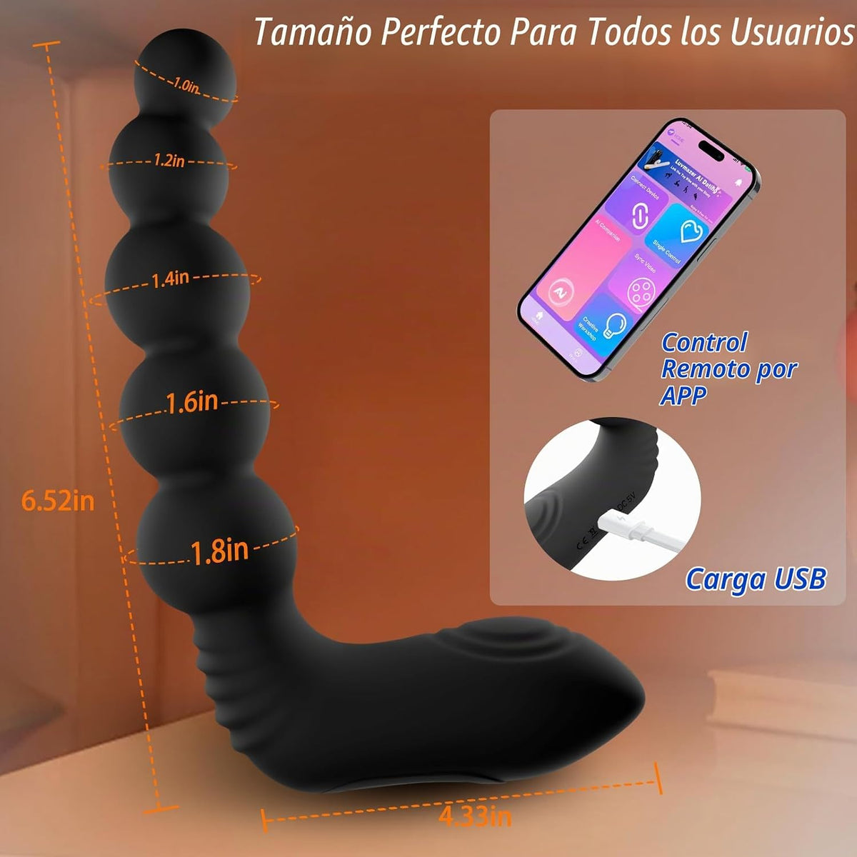 Juguete sexual anal, masajeador de próstata vibrador con ajustable...