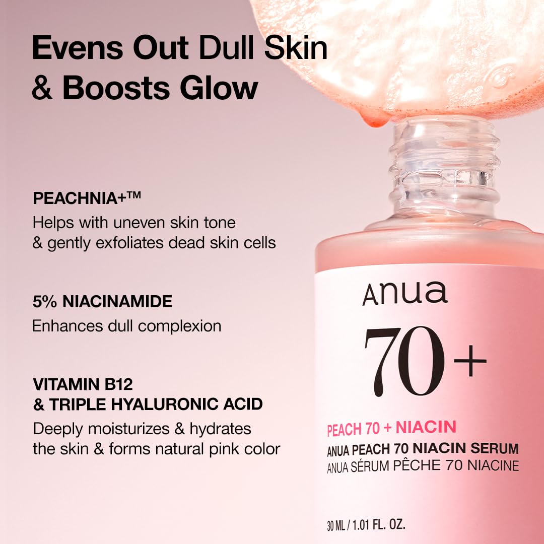 Anua Peach 70 Suero de niacinamida, 1.01 fl.oz | Suero Daily Glow p...