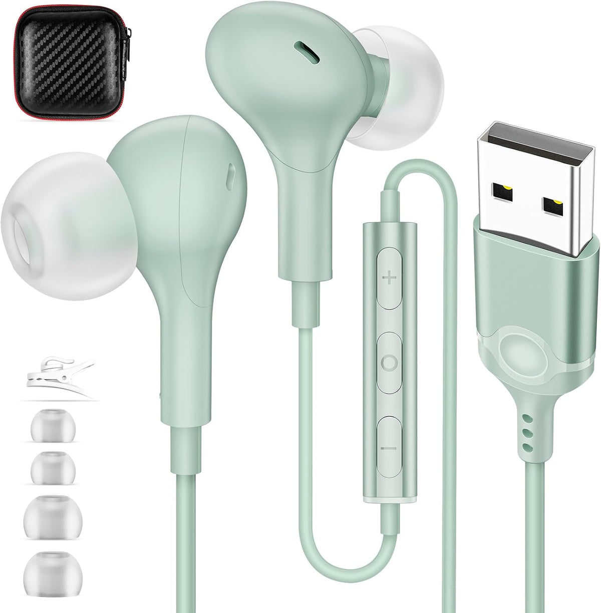 AIAUXAI Auriculares USB con micrófono para PC portátil, auriculares...
