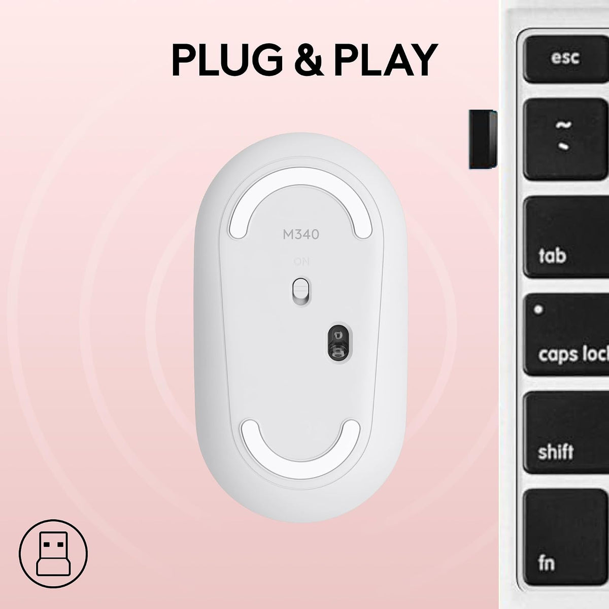 Logitech Ratón inalámbrico silencioso ambidiestro compacto M340 - R...