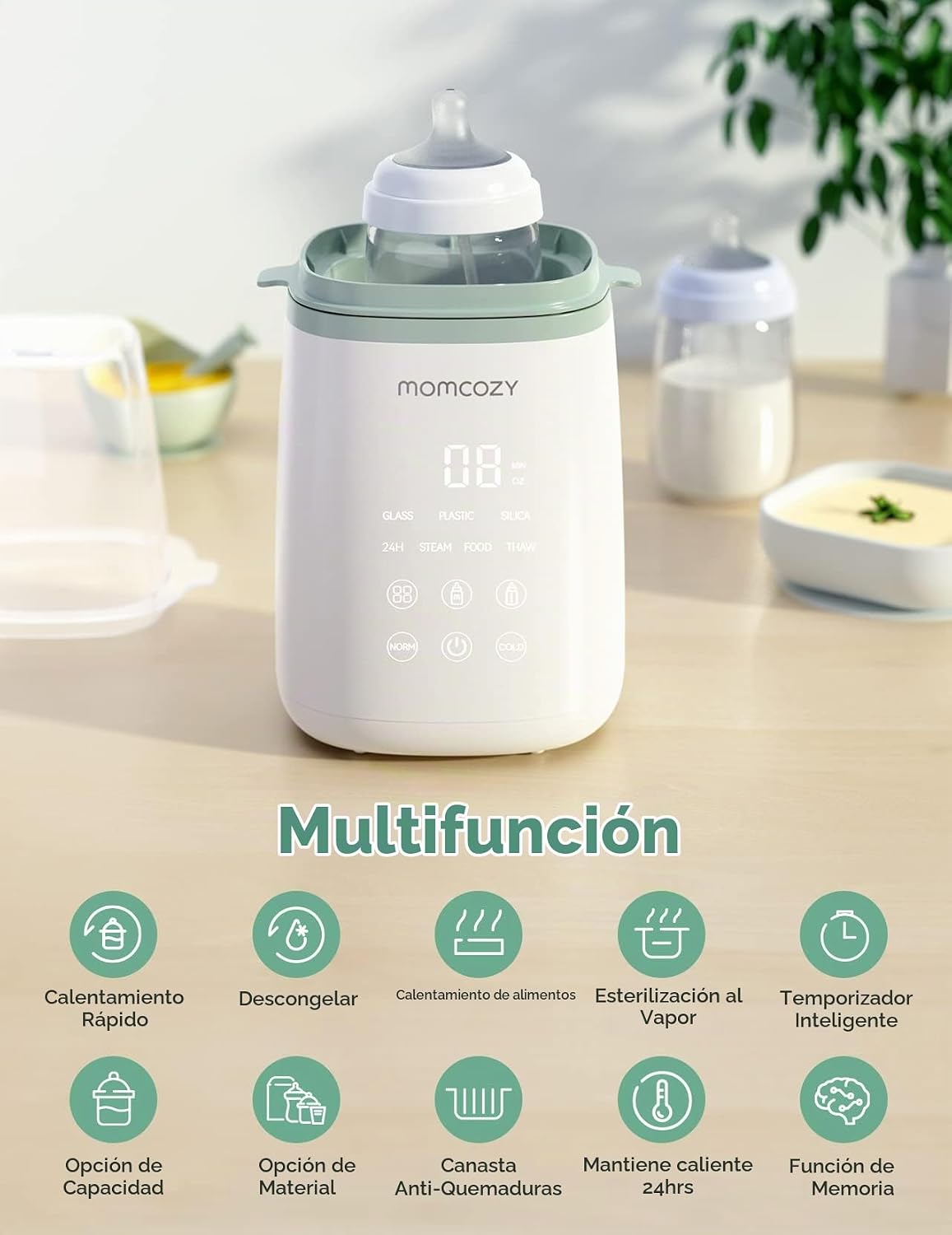 Momcozy Esterilizador y secadora de botellas grandes de 3 capas y c...