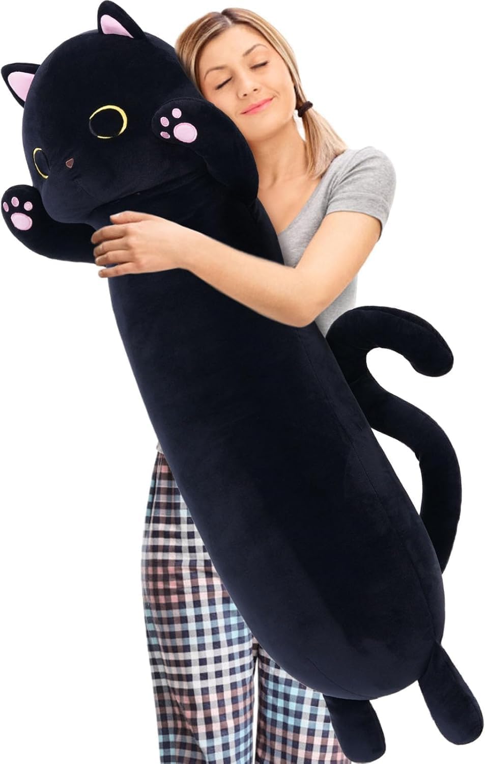 MaoGoLan Almohada larga para el cuerpo de gato para niños, peluche...