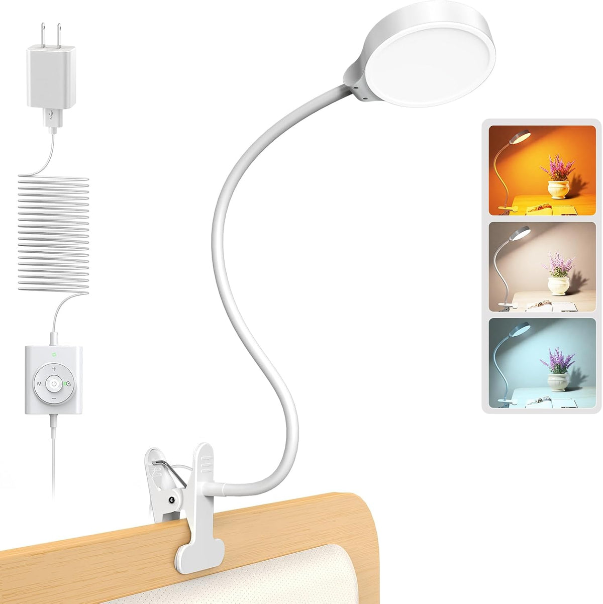 Glocusent Paquete de luces con clip extensible para libros