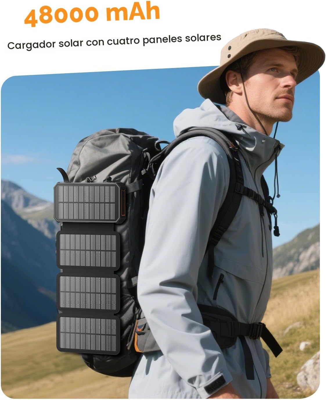SOARAISE Banco de energía solar 48000mAh cargador portátil inalámbr...