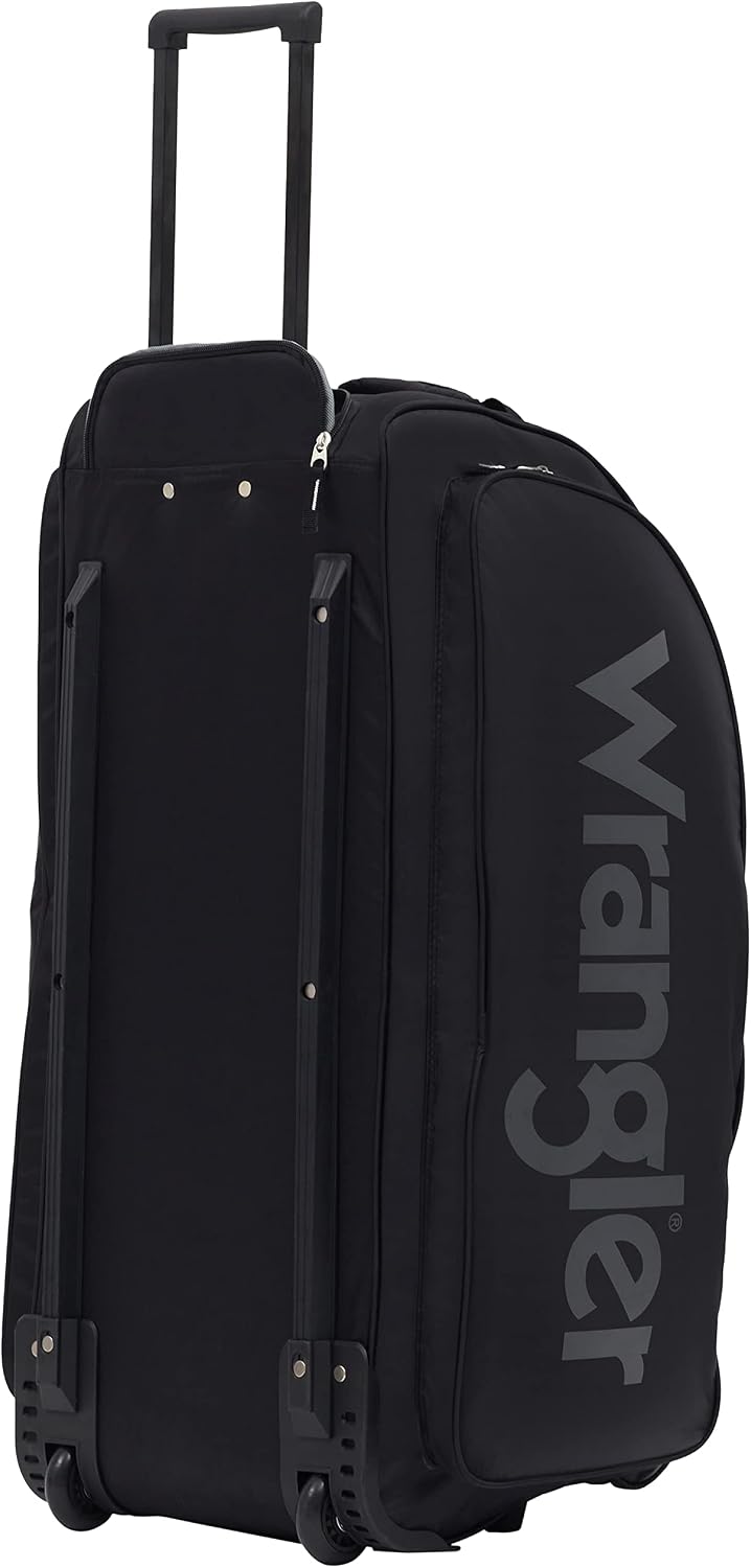 Wrangler Wesley - Bolsa de viaje con ruedas, Negro, Grande, 30 pulg.