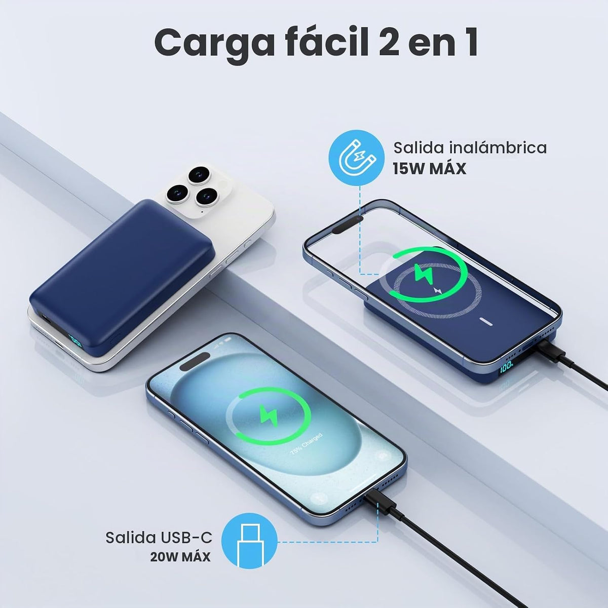 Cargador portátil magnético de 10800 mAh para batería Magsafe, banc...