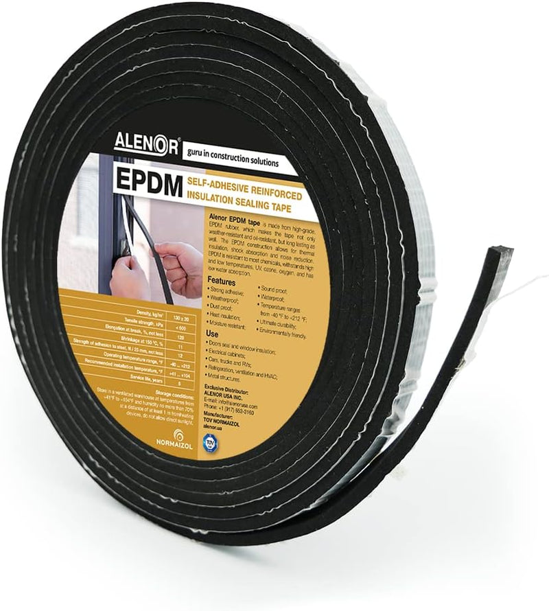 Alenor EPDM - Cinta aislante de espuma negra autoadhesiva de 1\/5 x...