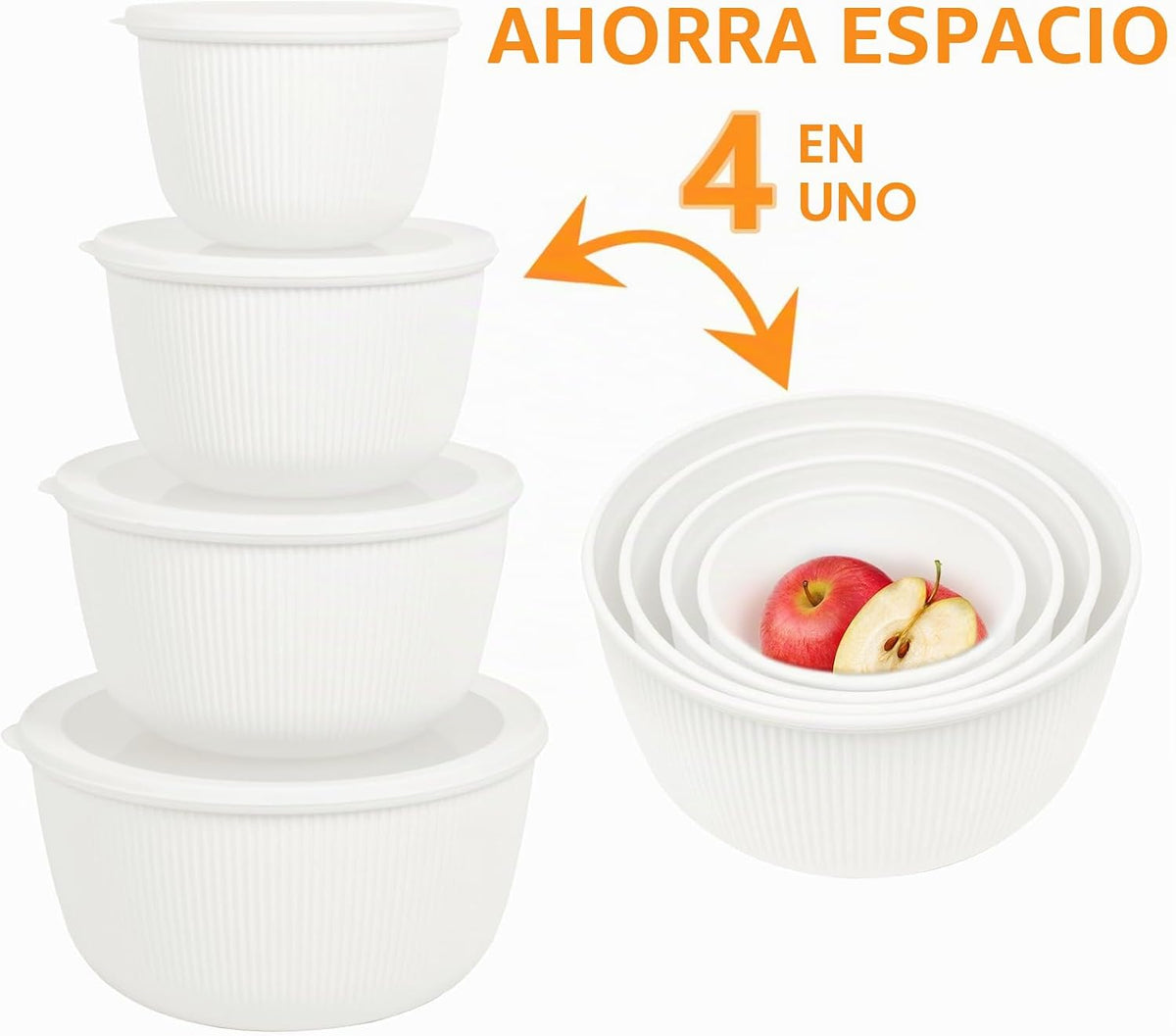 BoxedHome Tazones de plástico para mezclar con tapas, 4.97 cuartos...