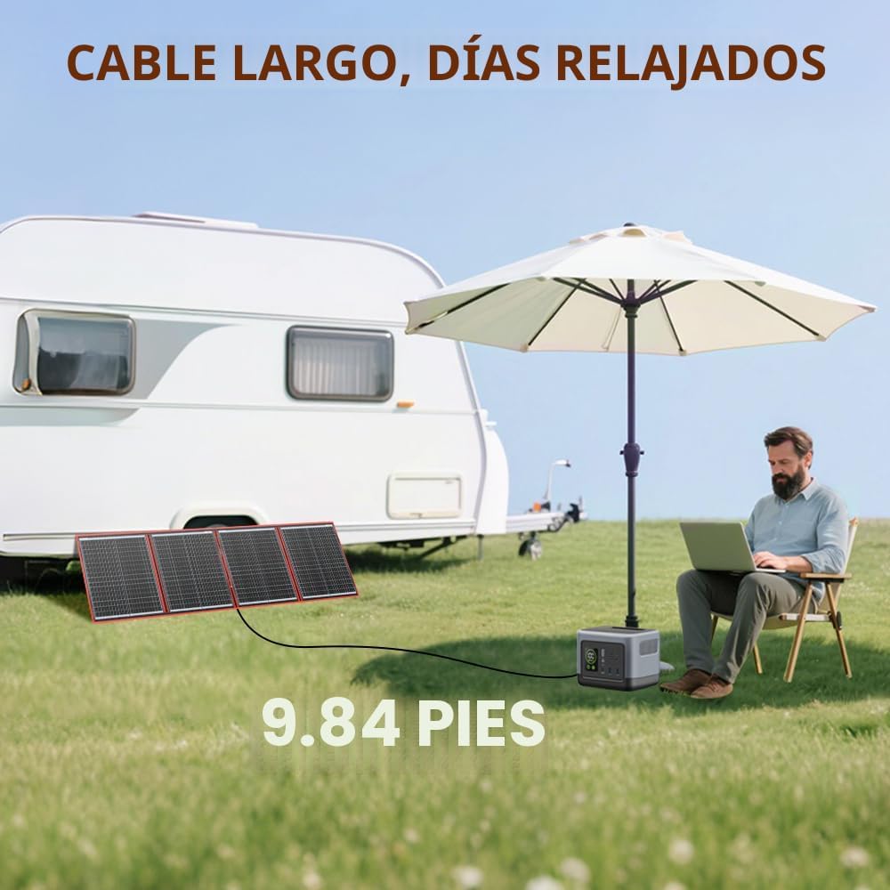 DOKIO Kit de panel solar plegable portátil de 150 W para carga de b...