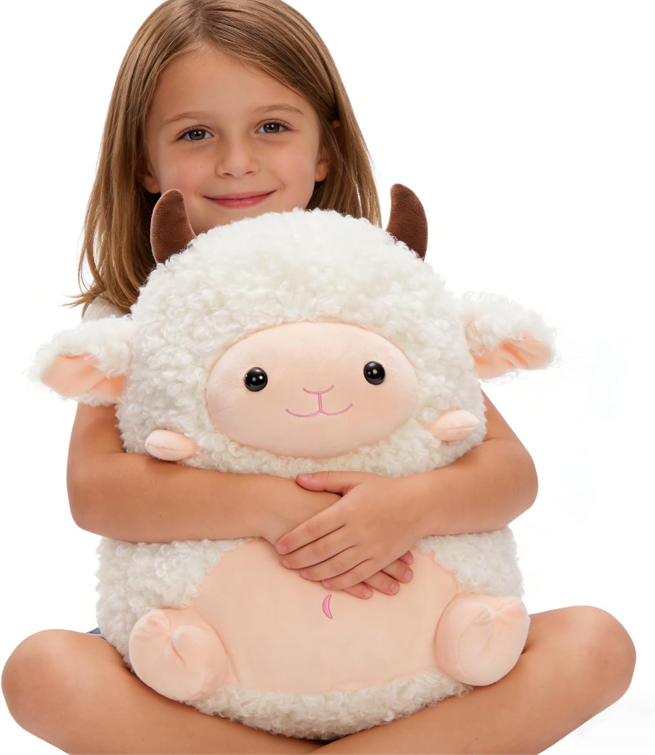 MaoGoLan Peluche de Oveja de 14 pulgadas, Almohada Decorativa Aplas...