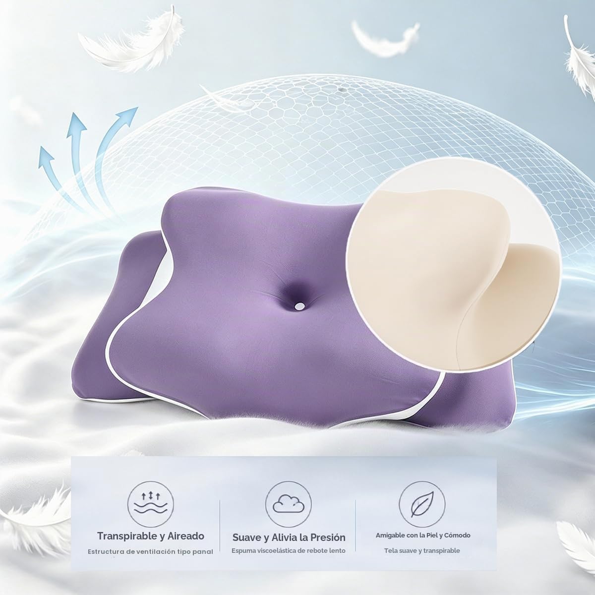 WKEFF Almohada cervical para aliviar el dolor de cuello, diseño hue...