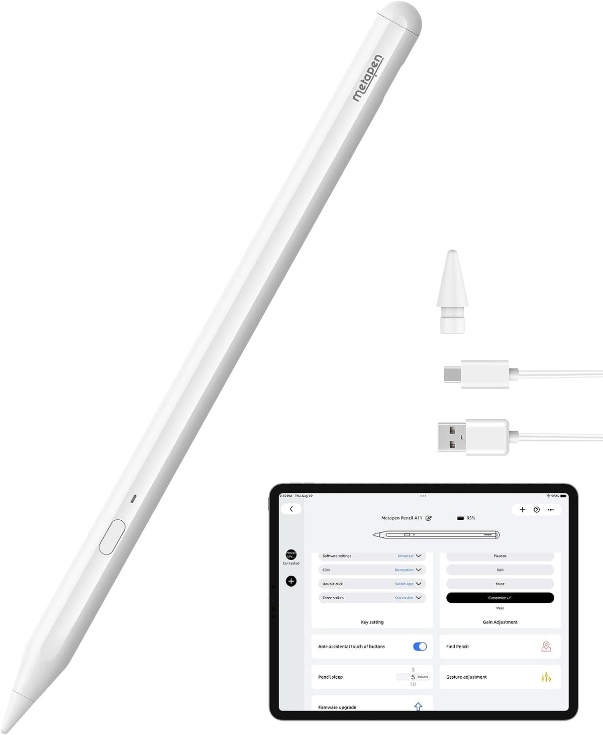Metapen Lápiz A11 para iPad A16 de carga rápida para iPad 2018-2026...