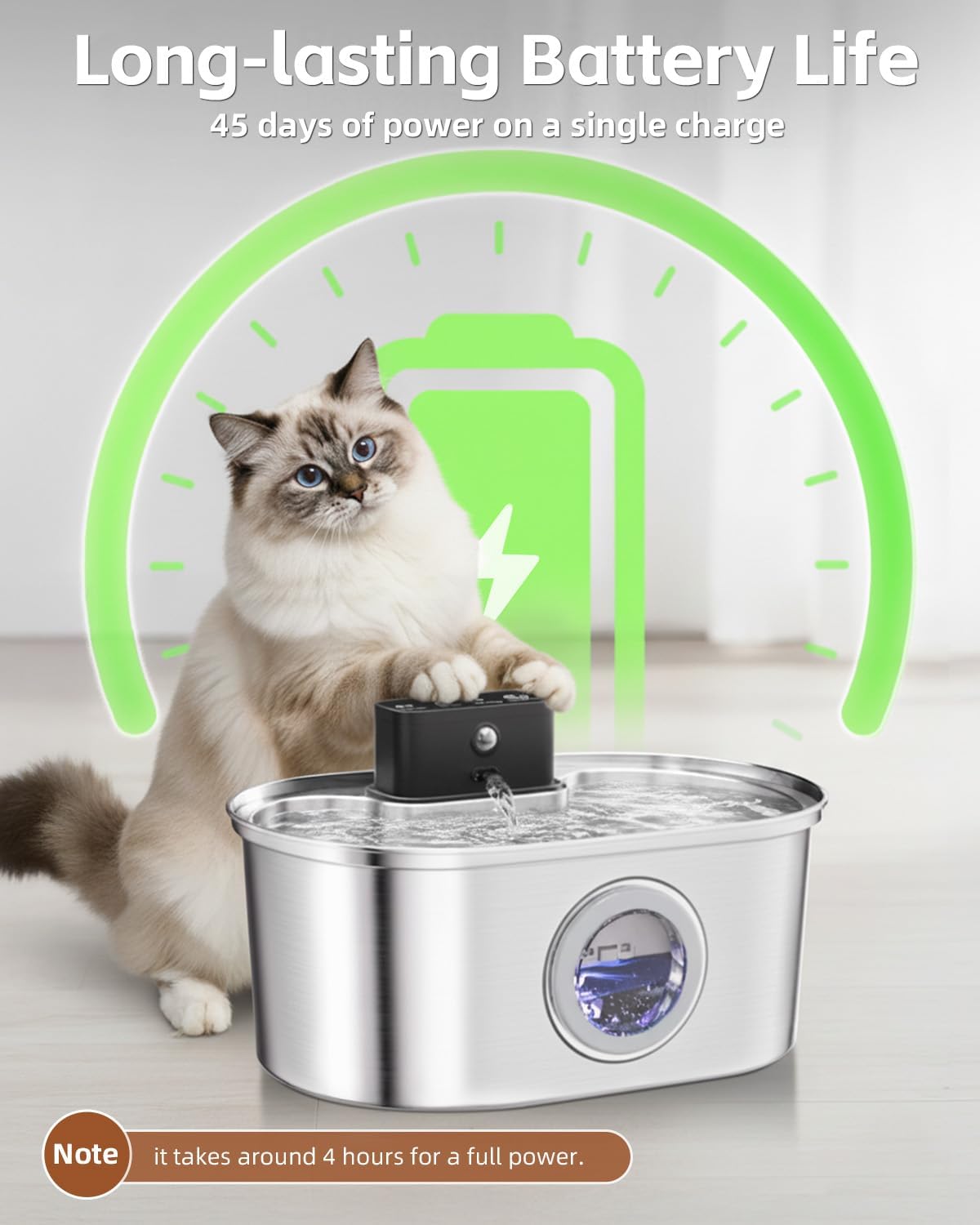 Fuente de agua para gatos inalámbrica, fuente de agua para mascotas...