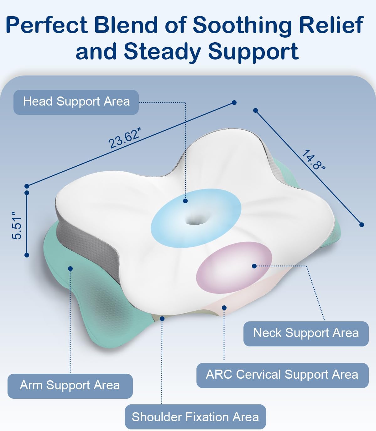 CosBed Almohada cervical para el cuello, almohada de espuma viscoel...