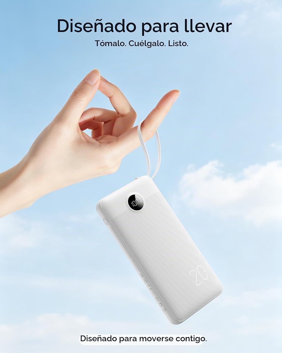 VRURC Cargador portátil 4 cables integrados 20000mAh Banco de energ...
