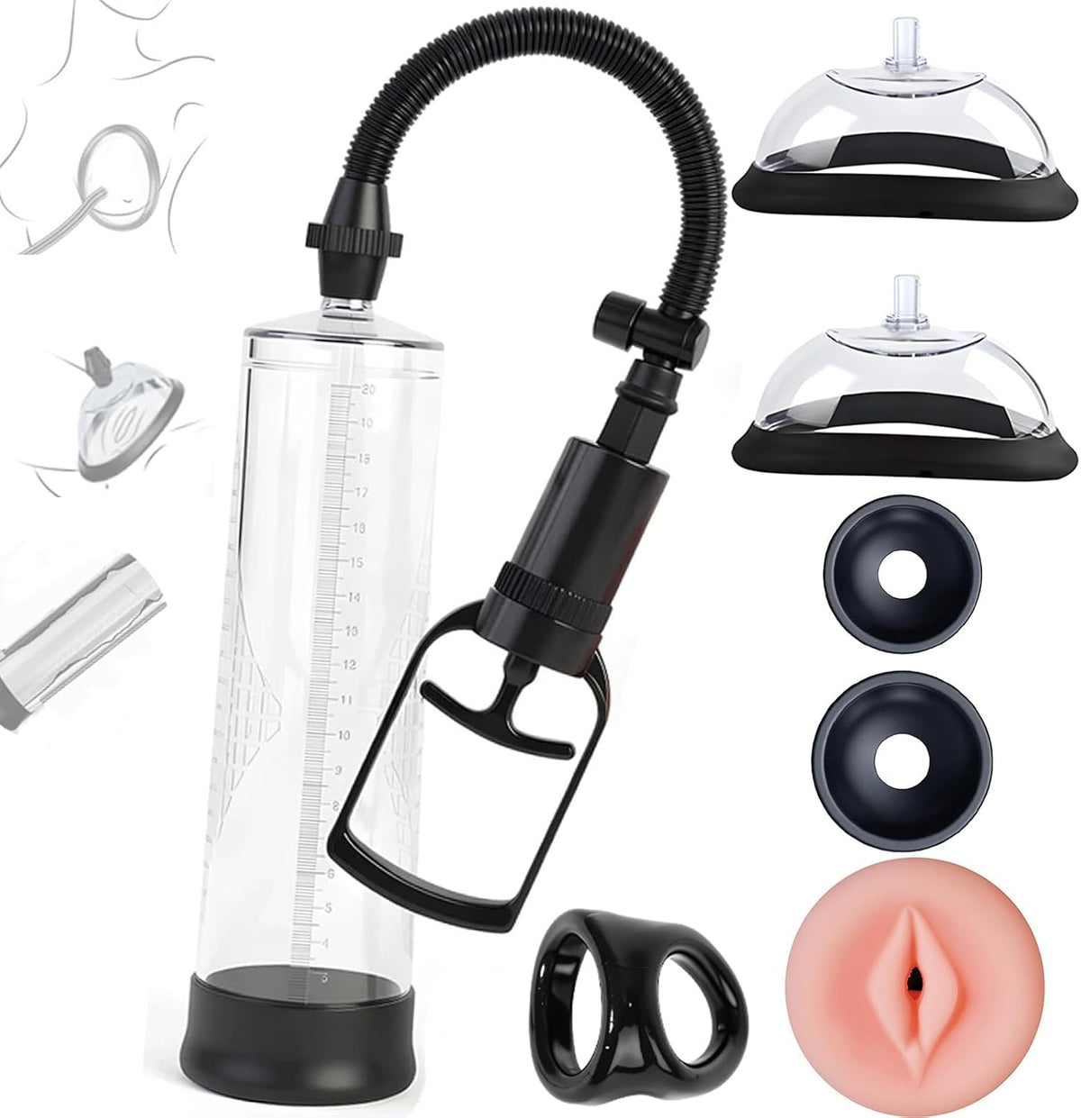 Bomba de pene bomba de coño 2 en 1 juguete para adultos, extensor d...