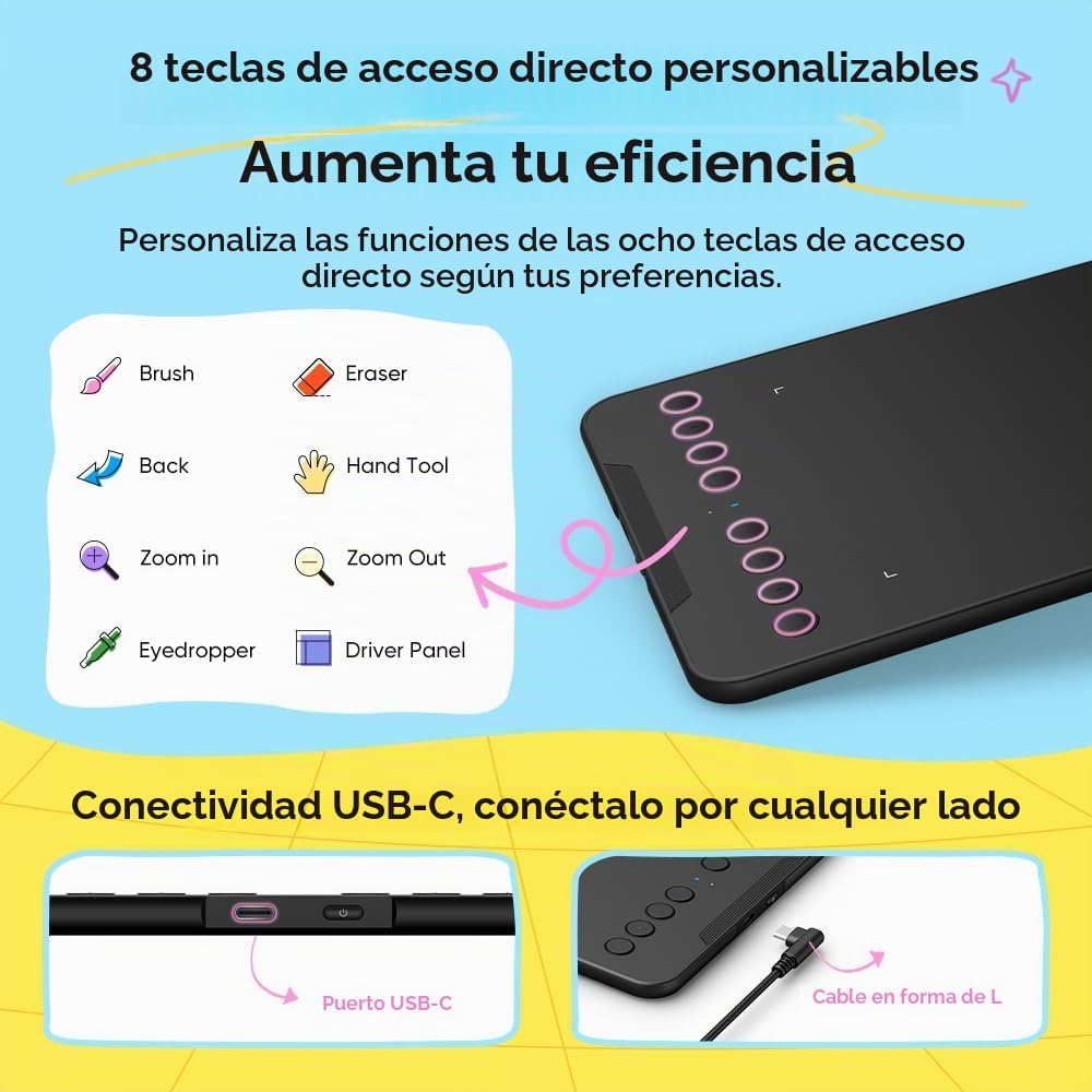 XPPen Deco mini7W V2 Tableta de dibujo inalámbrica, 16384 niveles d...