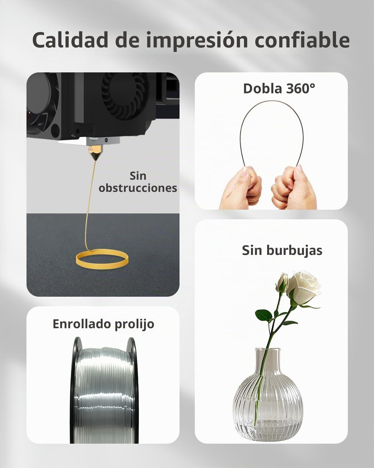 XZN - Filamento PETG de 0.069 pulgadas para impresora 3D, transpare...