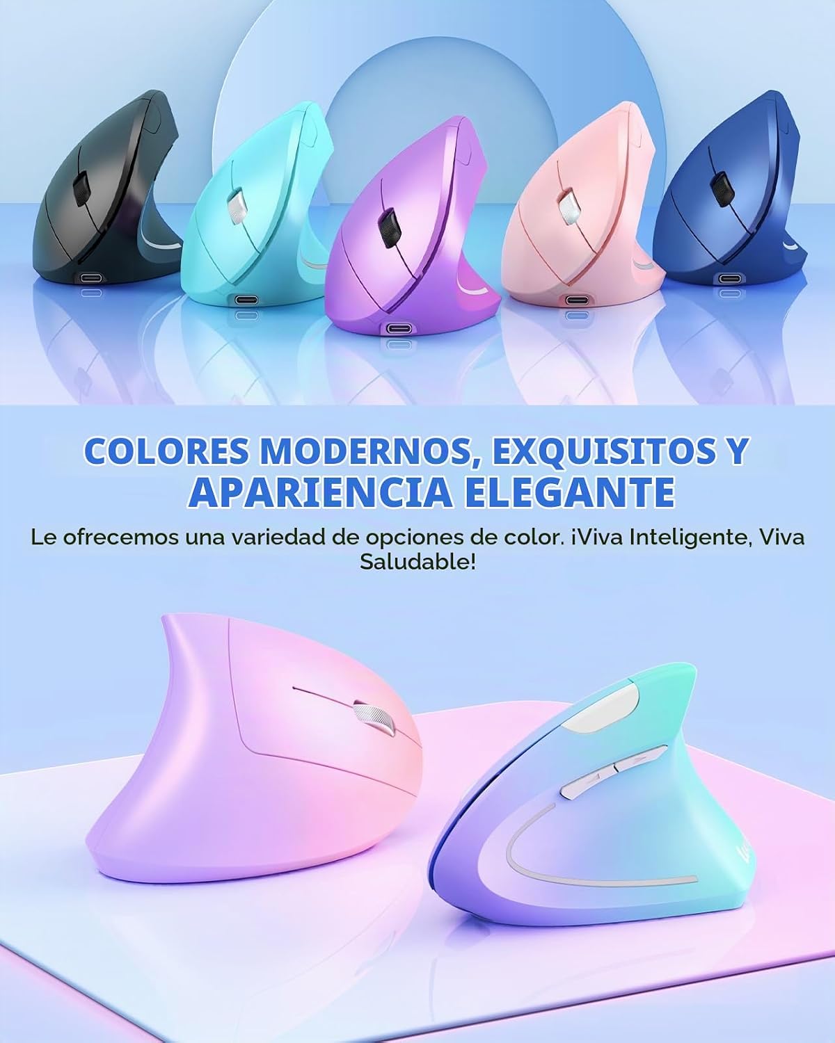 Lekvey Ratón ergonómico, recargable 2.4G USB vertical inalámbrico,...
