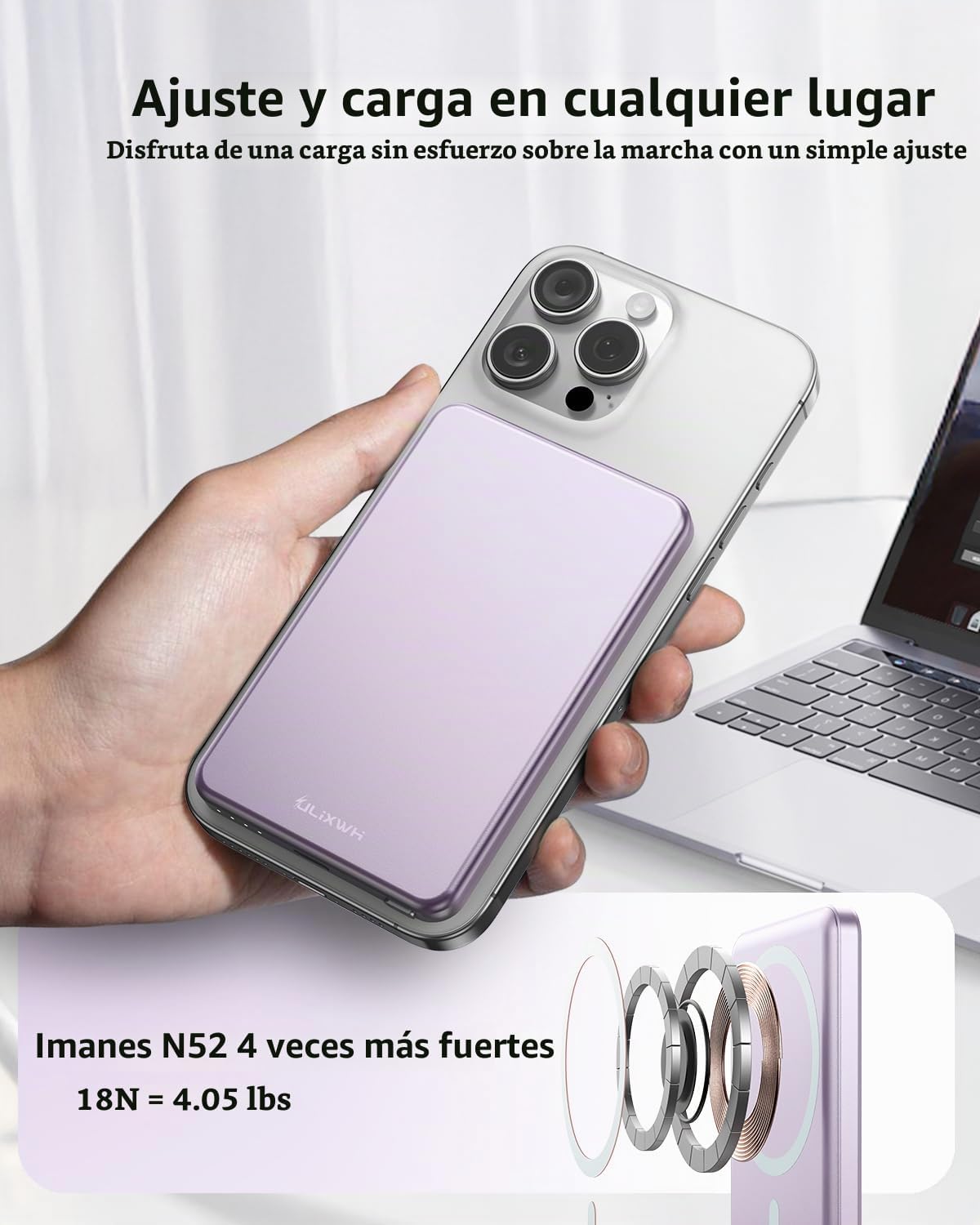 [0.3" Ultra Delgado] [Aleación] ULiXWH para cargador portátil M...
