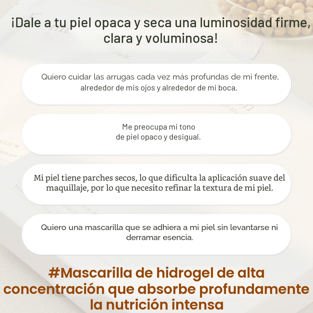 mixsoon Máscara facial de hidrogel de colágeno, hidratación, todo e...