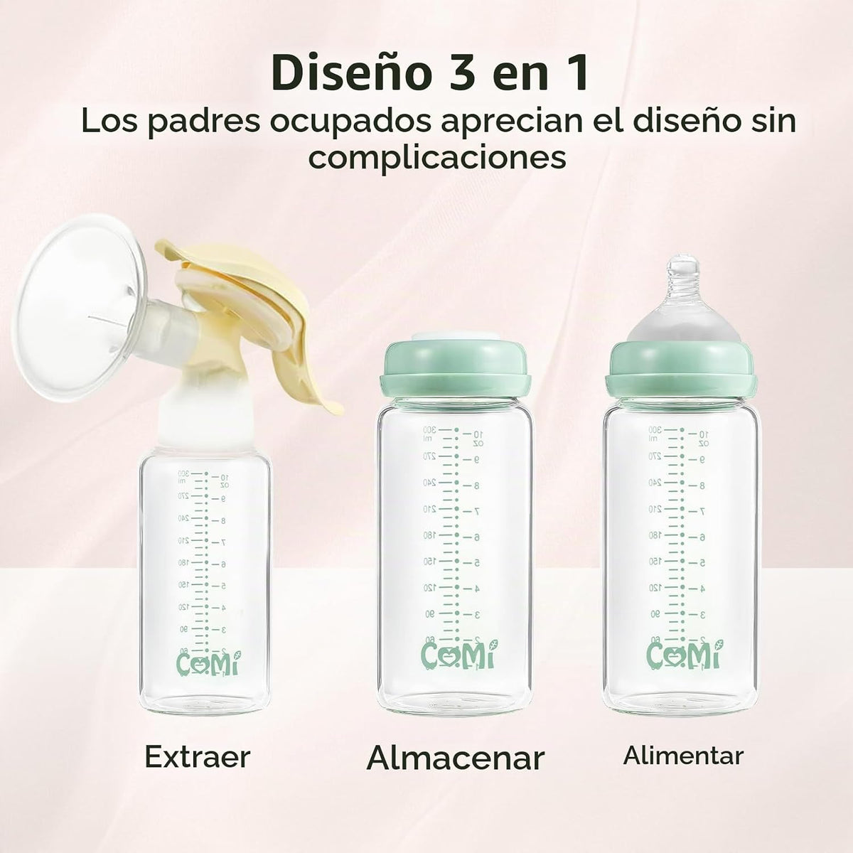 COMI Botella de almacenamiento y colección de leche materna de vidr...