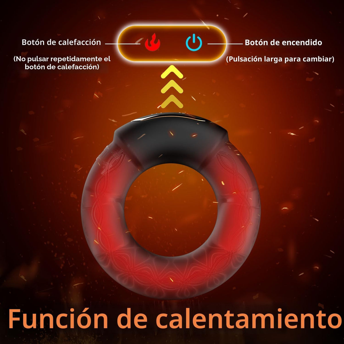 Anillo de polla vibrante calentado, 9 modos de vibración, juguetes...