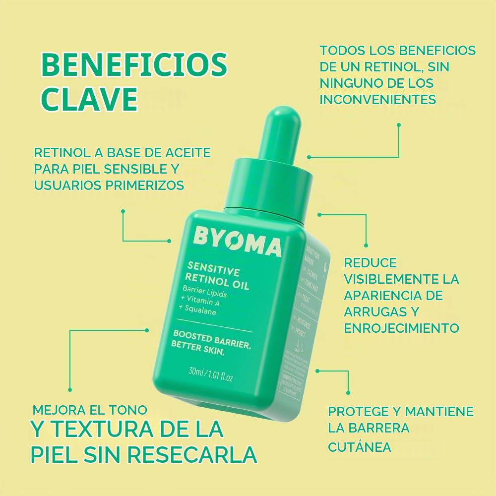 BYOMA - Aceite de retinol sensible, aceite facial para principiante...