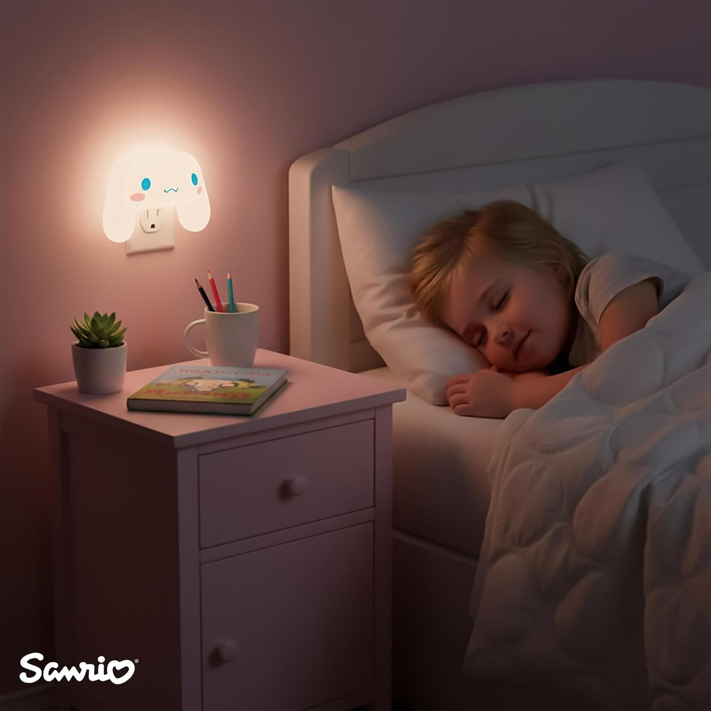 Ukonic Sanrio Cinnamoroll Luz Nocturna Enchufable con Cara, Luz LED...