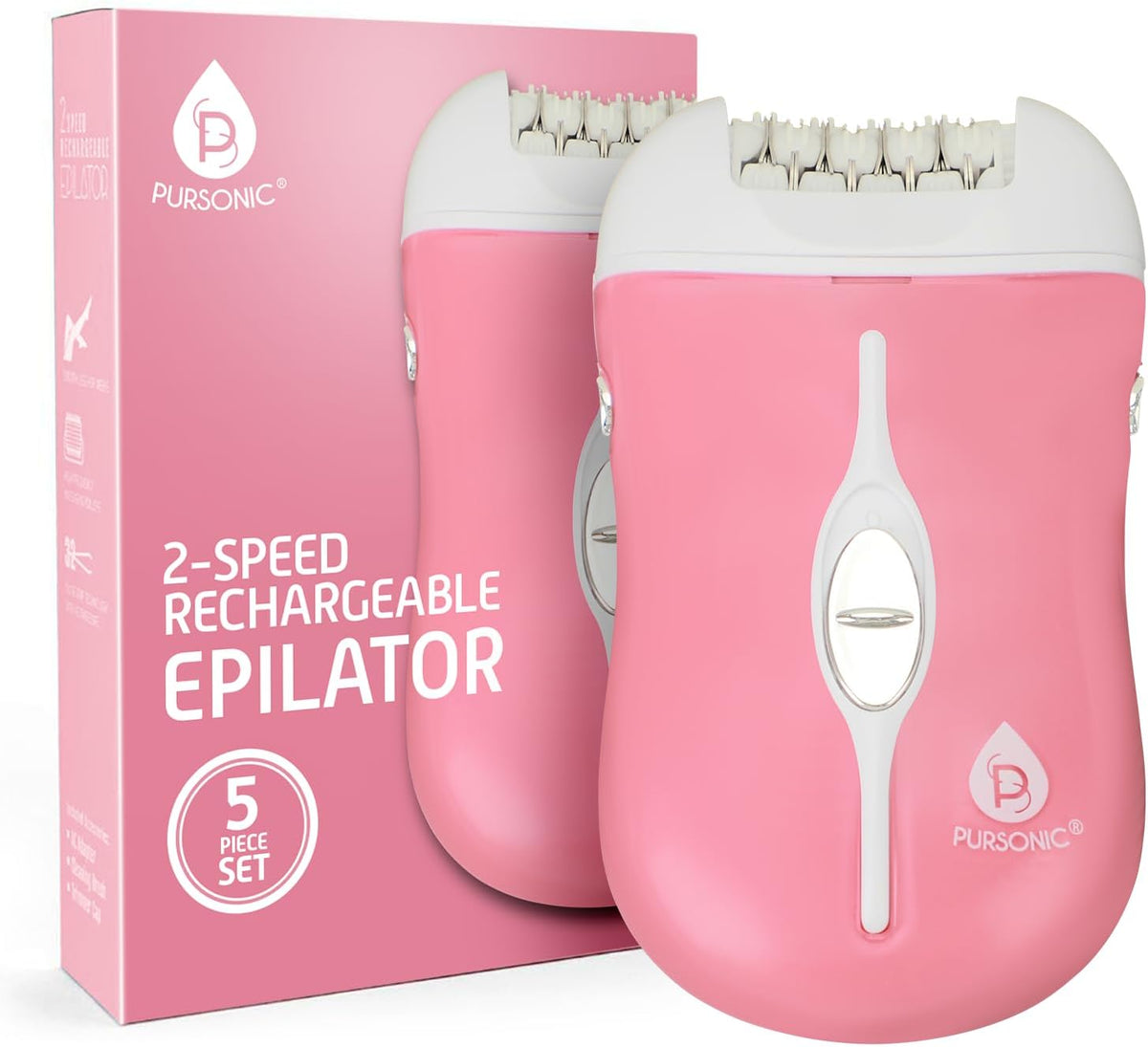 Pursonic Fe120P Depiladora inalámbrica con 40 pinzas, depiladoras r...