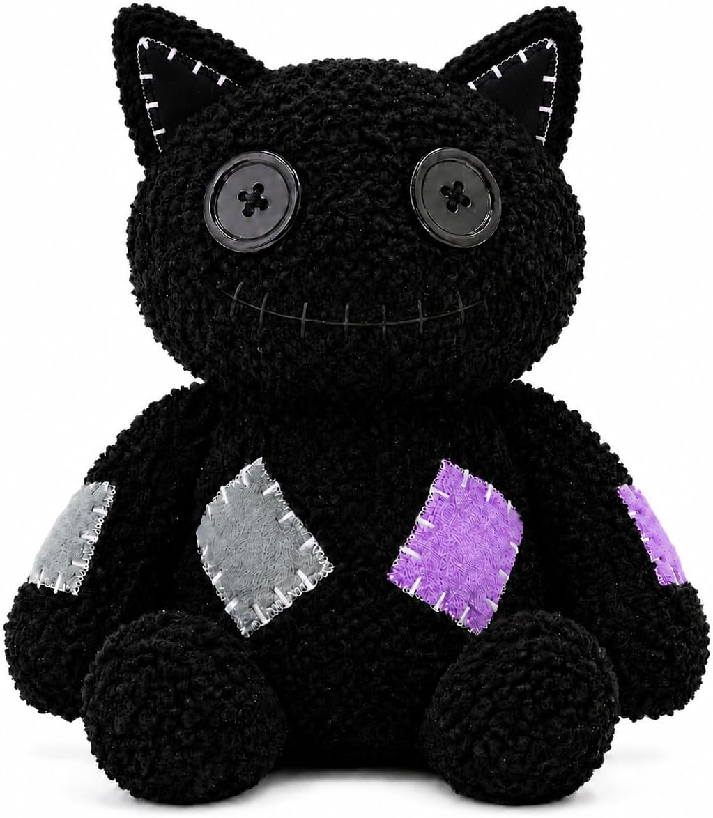 PHHKK Peluche de gato negro cosido gótico de Halloween, decoración...