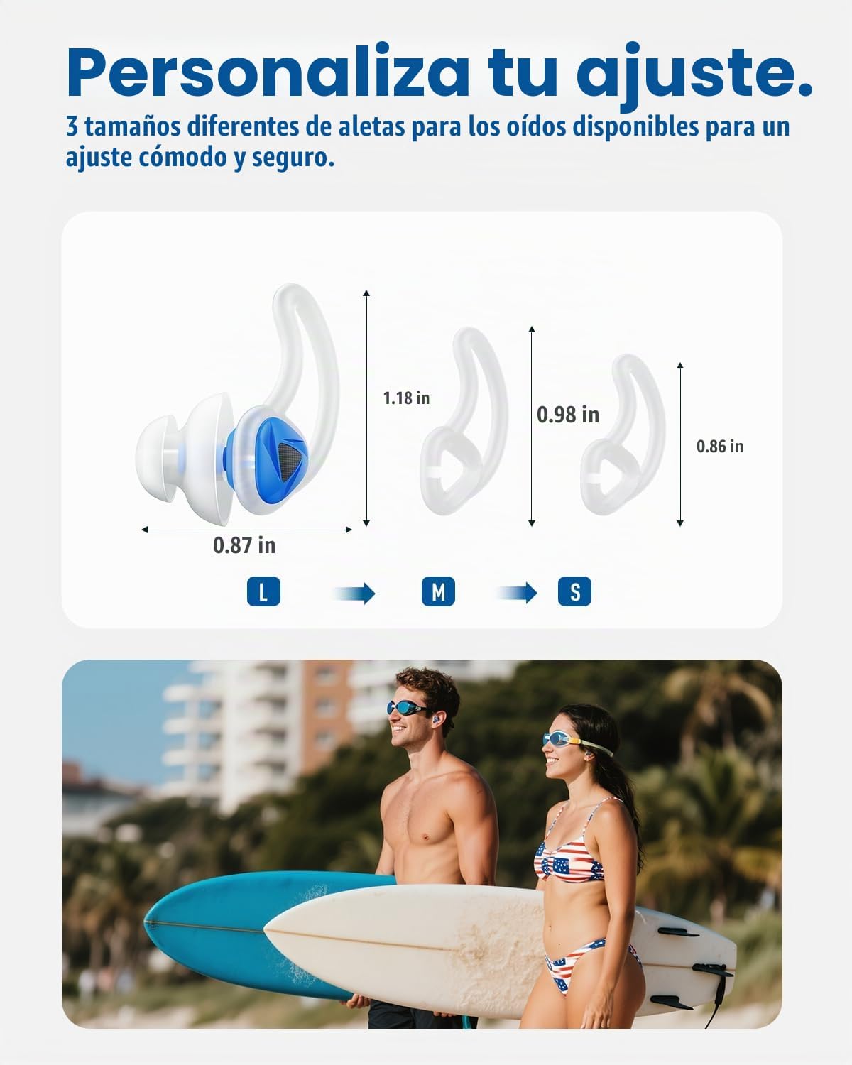 Tapones para los oídos para nadar \u2013 2 pares de tapones de sili...