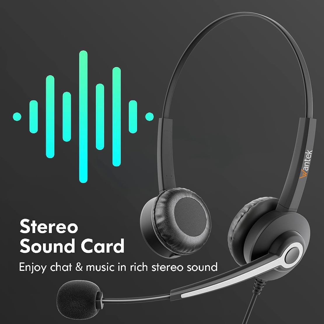 Wantek Auriculares estéreo con cable USB-A\/USB-C, ligeros, con can...