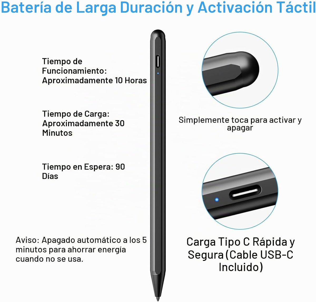 Lápiz óptico para iPad (2026-2018) con rechazo de palma de carga rá...