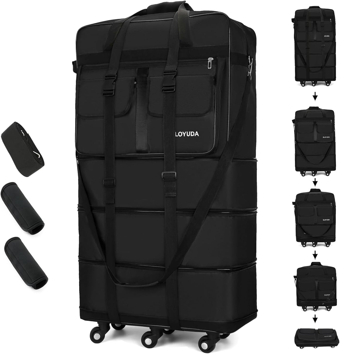 Gloyuda Equipaje expandible de 130 L, maleta de 40 pulgadas con rue...