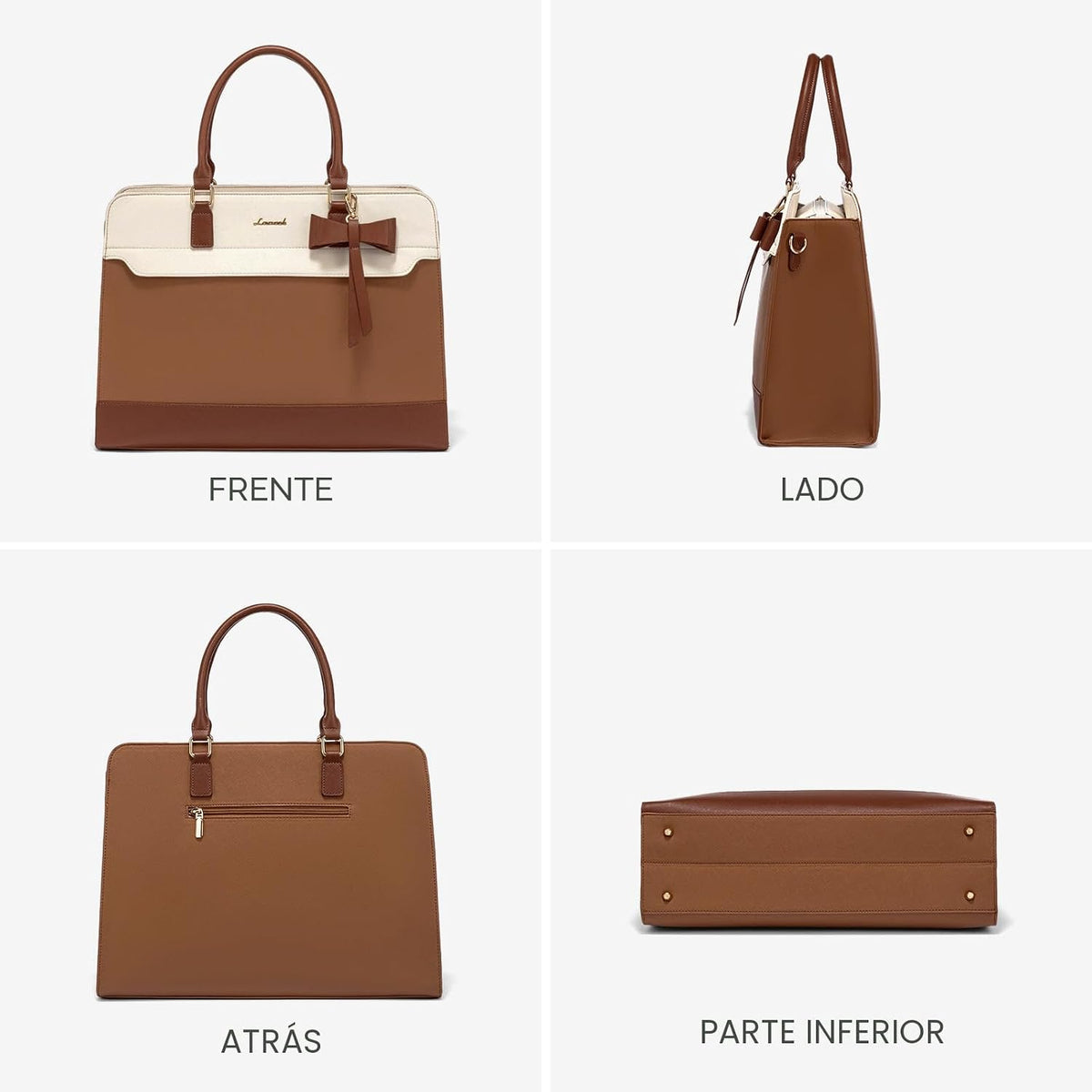 LOVEVOOK Bolso para laptop para mujer, bolso de trabajo de cuero, b...