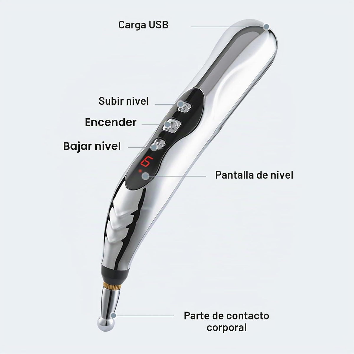 Varita de descarga eléctrica con 9 niveles, recargable BDSM Electri...