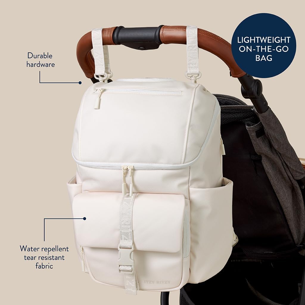 Itzy Ritzy Belong - Mochila tipo cubo (crema) | Cuenta con bolsillo...