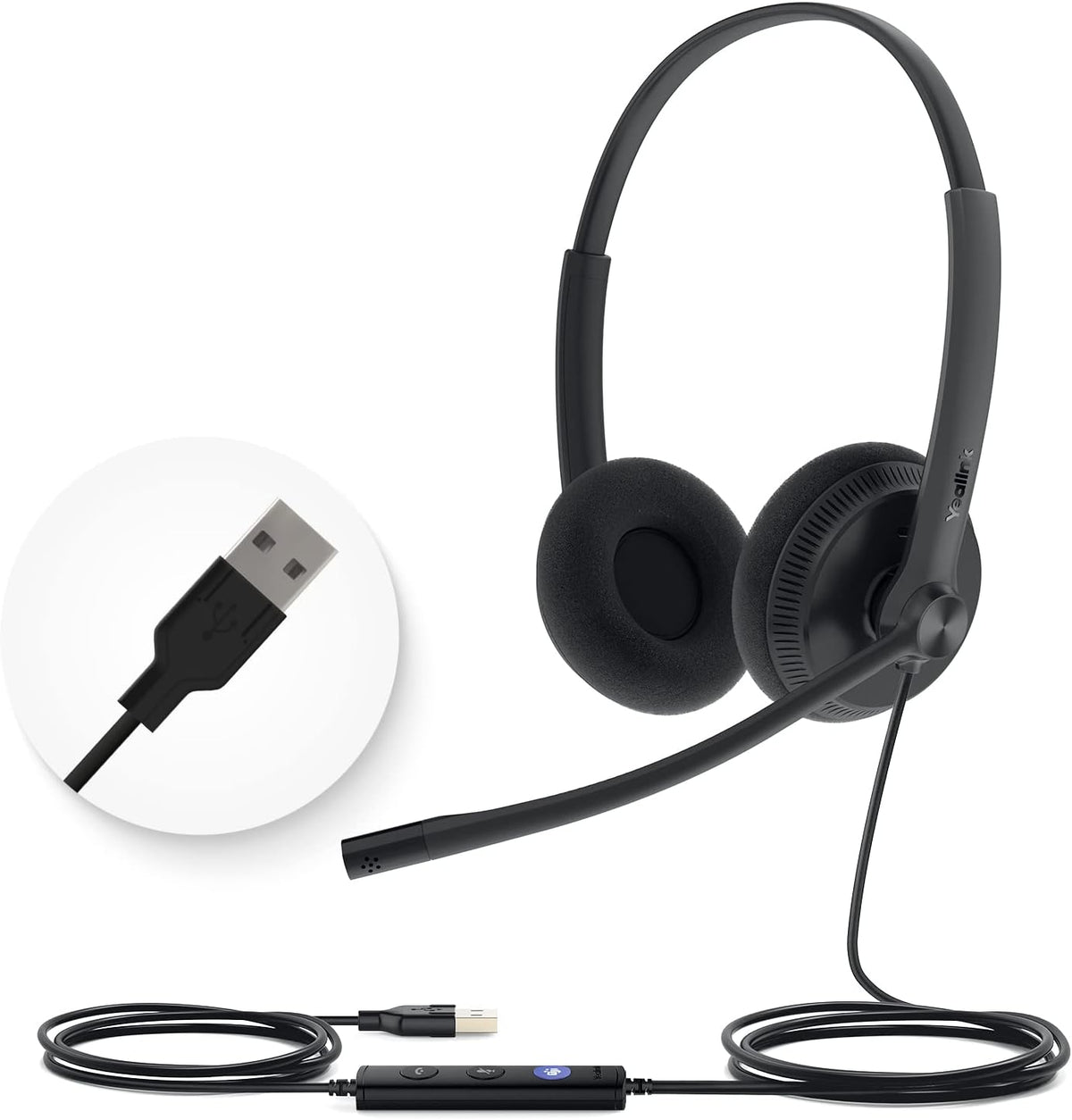 Yealink Auriculares con cable UH34 Lite, USB-A, micrófono con cance...