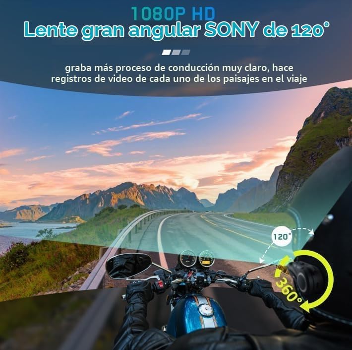 MAXTO Auriculares Bluetooth para Motocicleta con Cámara 1080P HD, M...