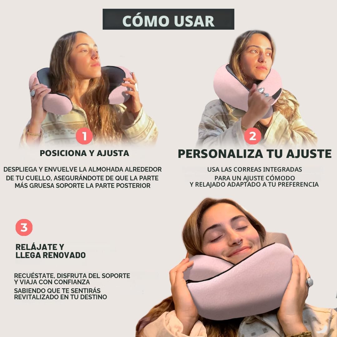 FlyHugz® Almohada de viaje para el cuello | Almohada de espuma visc...