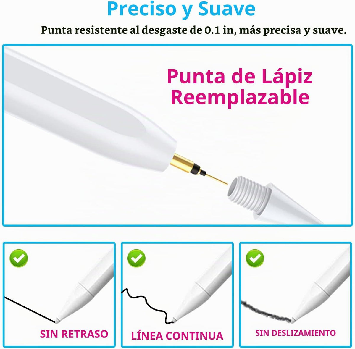 Lápiz óptico para iPad 2018-2026, 2 iPencil de carga rápida USB-C c...