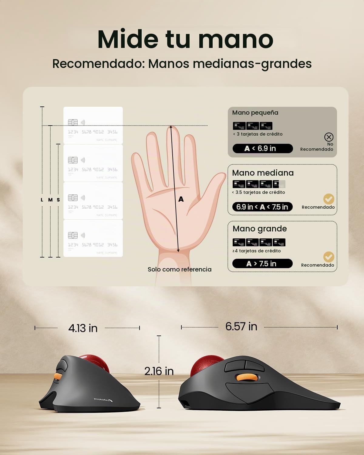 ProtoArc Ratón inalámbrico Bluetooth con trackball, EM03 NL Ratón e...