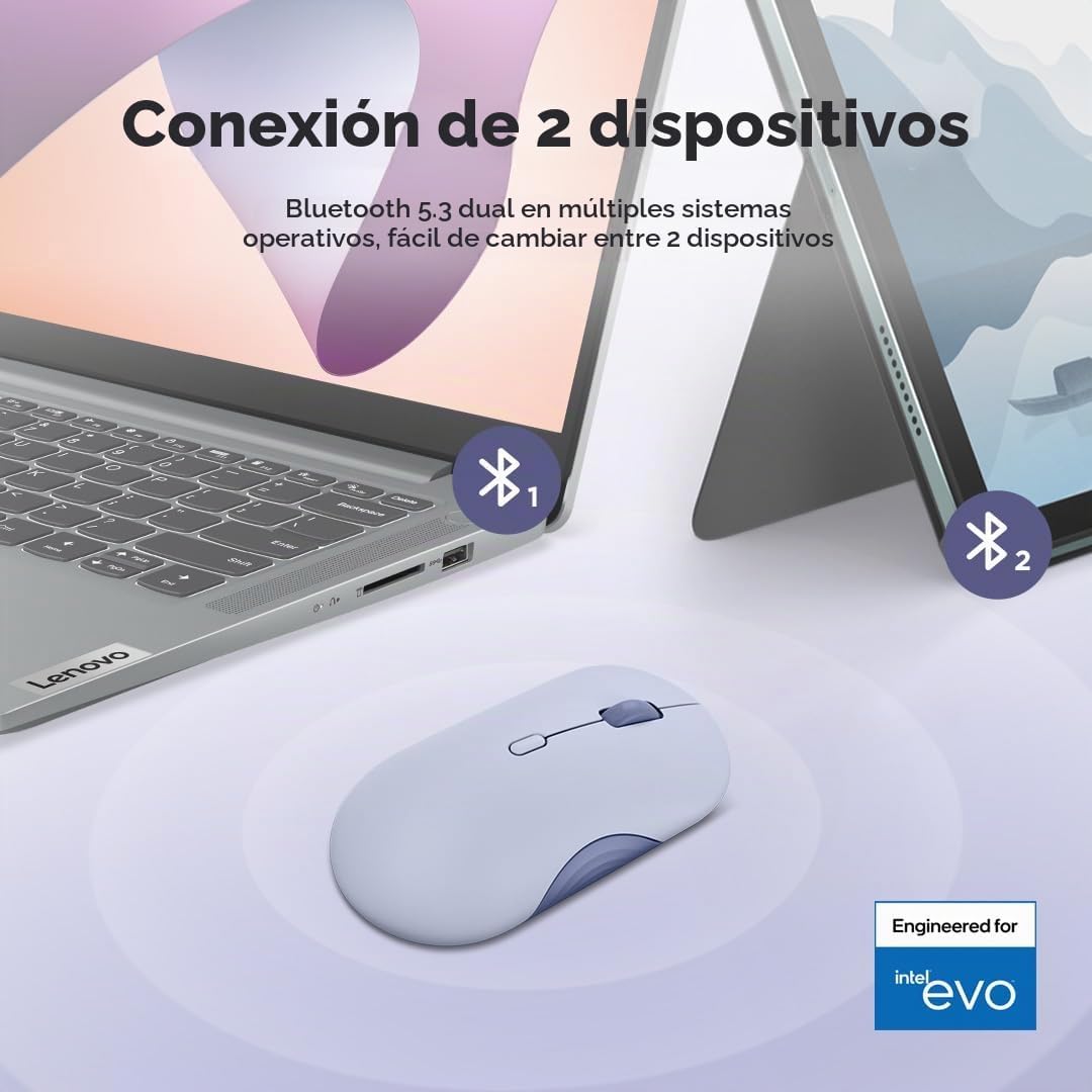 Lenovo Ratón Bluetooth Inalámbrico 350, Clic Silencioso, DPI de 3 N...