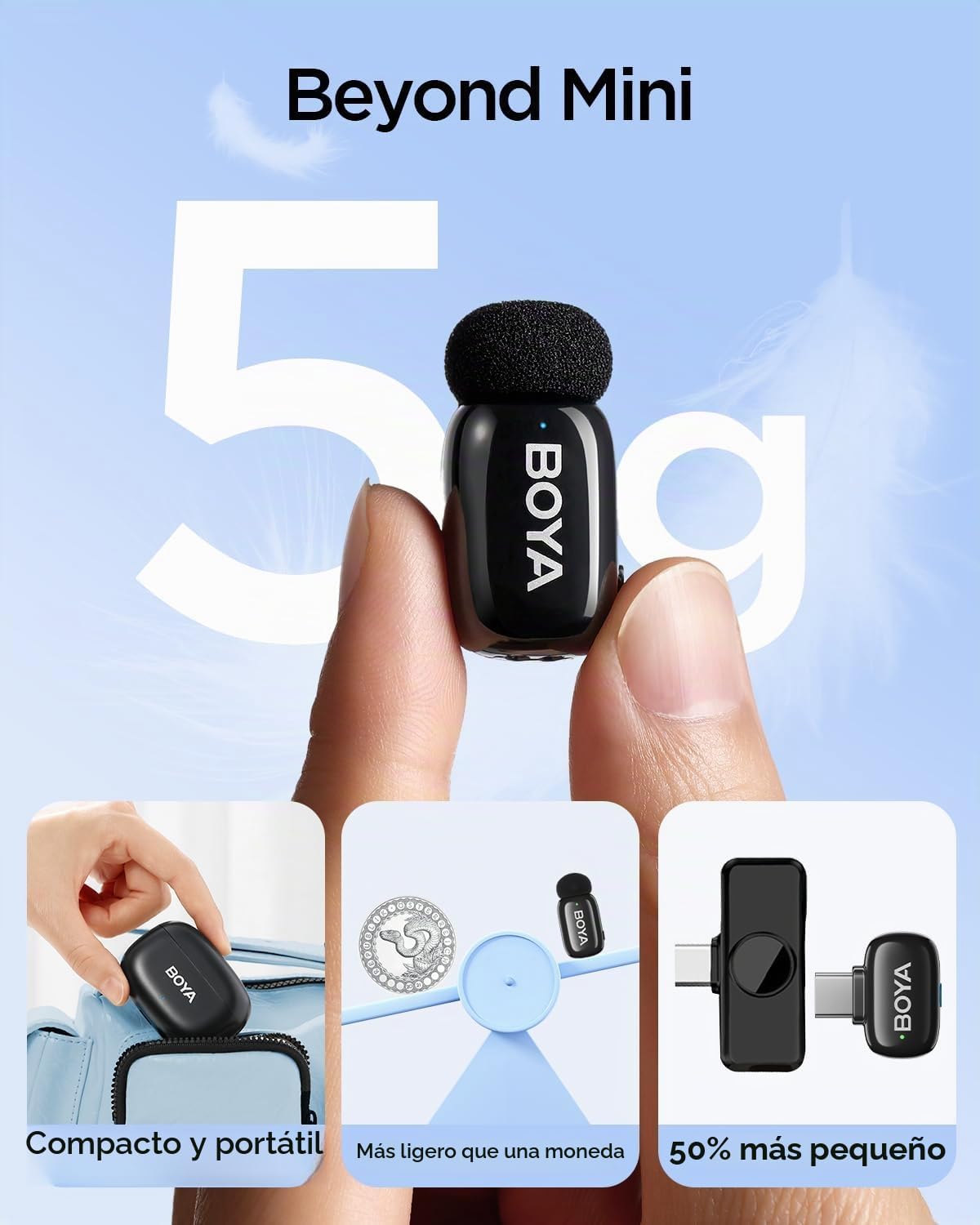 BOYA Mini 2 micrófono inalámbrico Lavalier con cancelación de ruido...