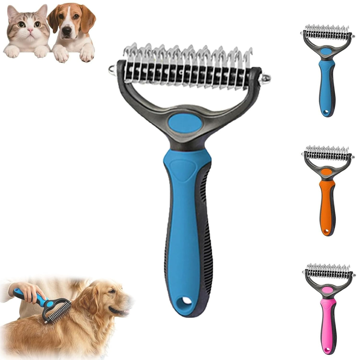 Pet Pro - Herramienta de aseo personal, cepillo para perros 2 en 1...