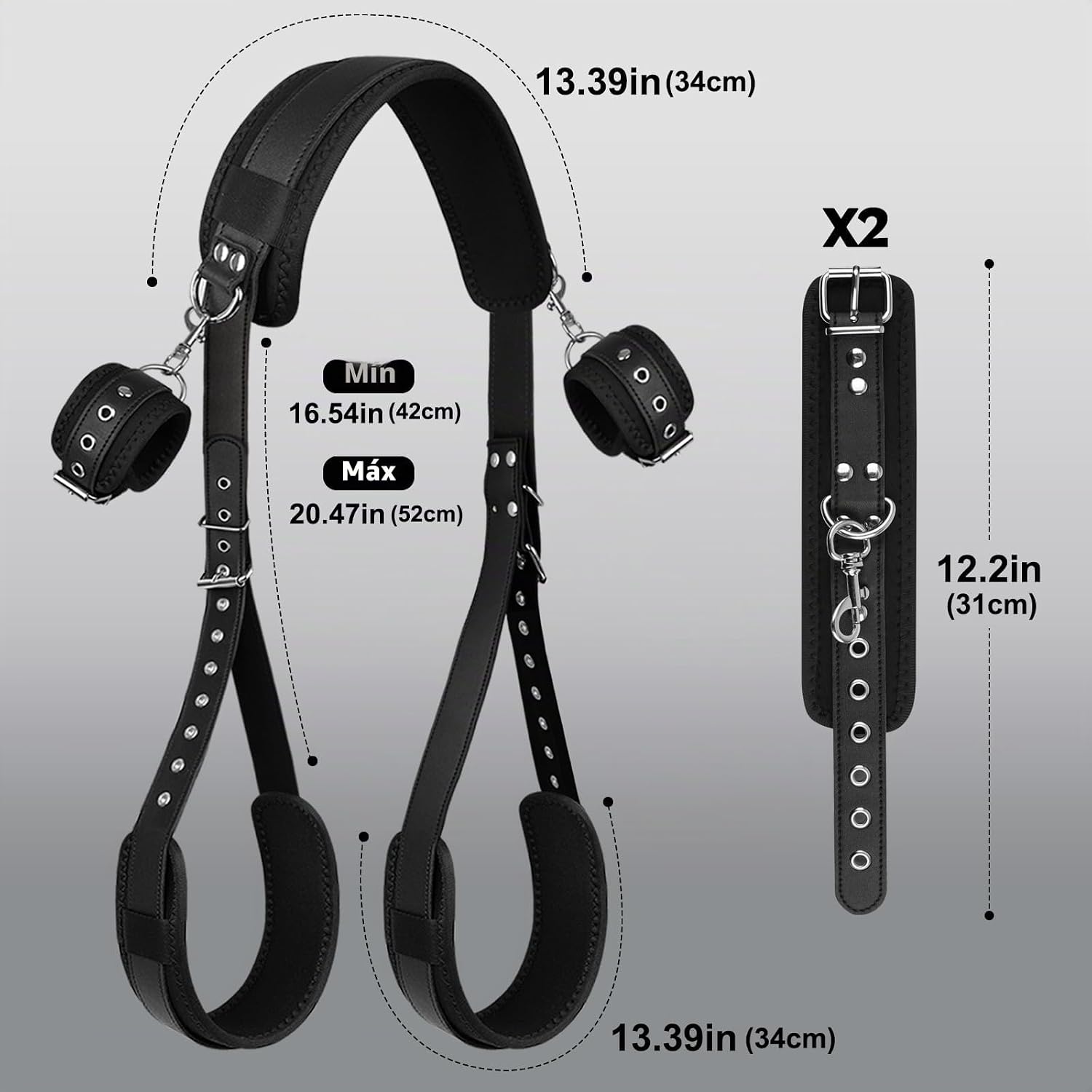 Sex Bondage BDSM Kit de restricciones de cama con esposas del cuell...