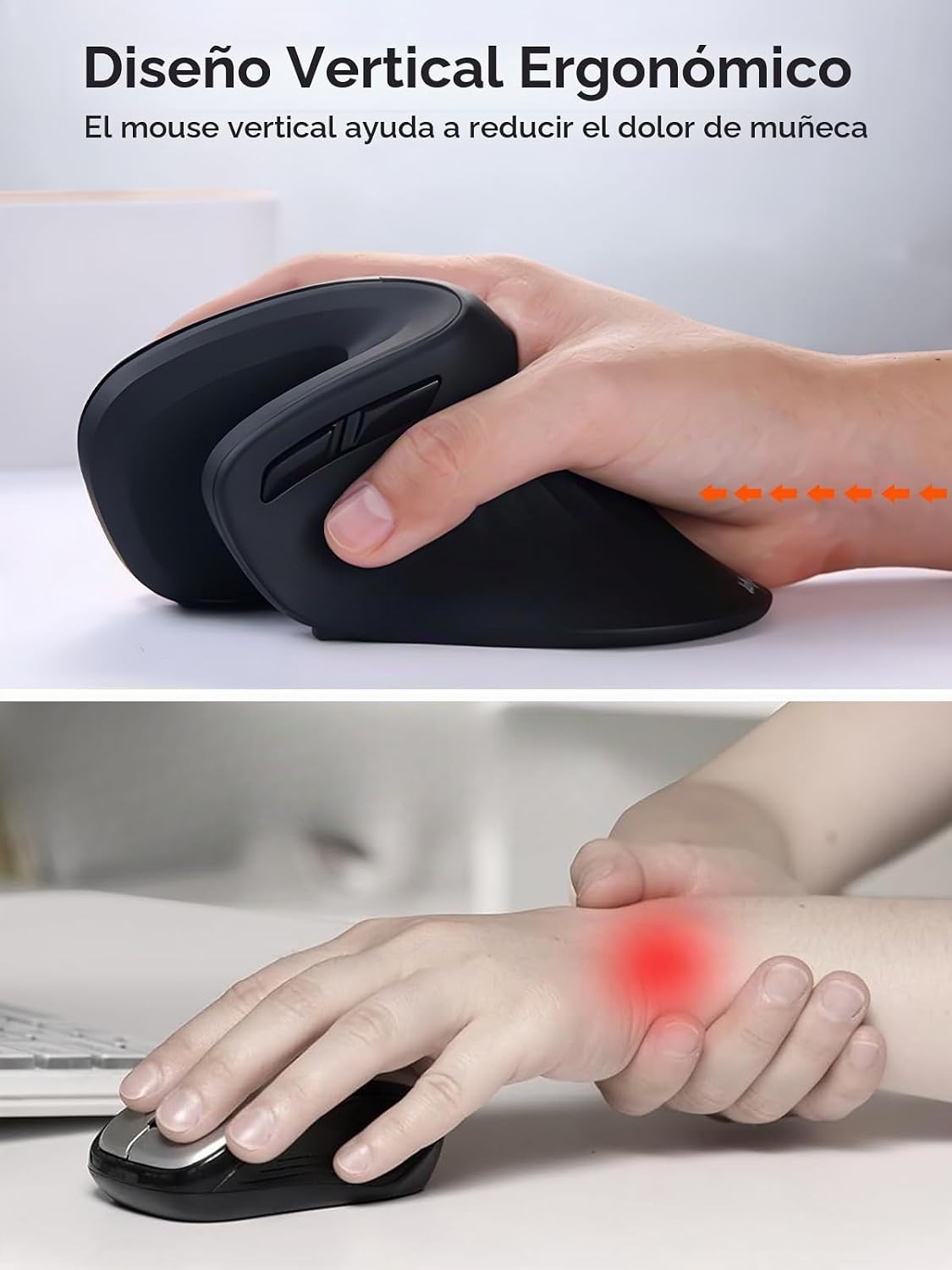 DAREU Ratón inalámbrico vertical ergonómico, mouse vertical óptico...
